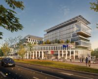 Image 3D de la cité administrative de Lille sous laquelle a été installée la canalisation en WEHOLITE